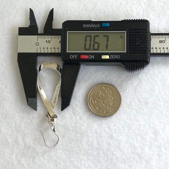 Sterling Silver 925 Mexico HOB 2.36" Modernist Twisted Elongated Hoop Earrings - Picture 15 of 16